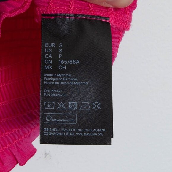 H&M Womens Smocked Stretch Ruffle Hem Sleeveless Tube Top Size S Pink Summer NWT - Picture 4 of 5